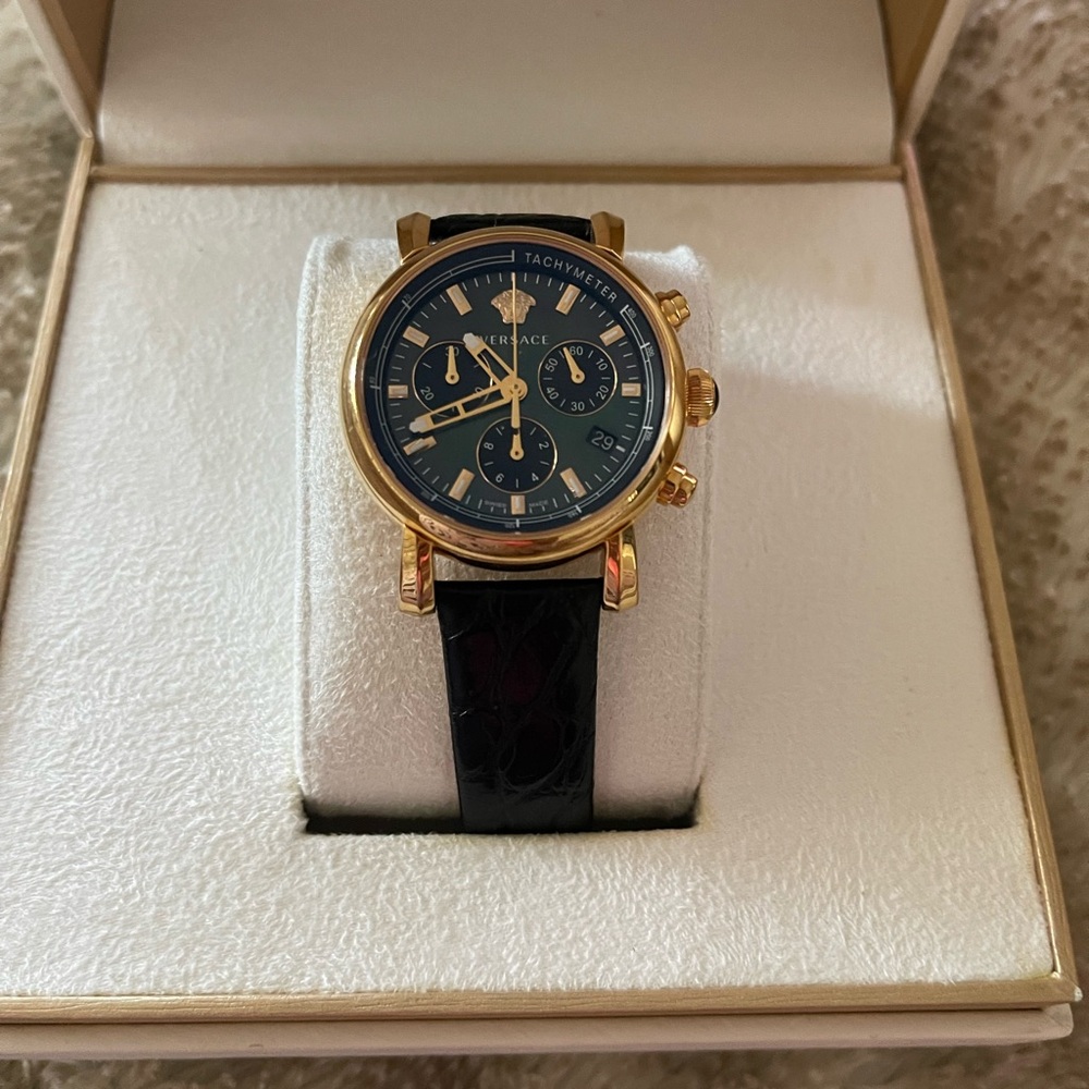 Versace Gold and Black Chronograph Watch